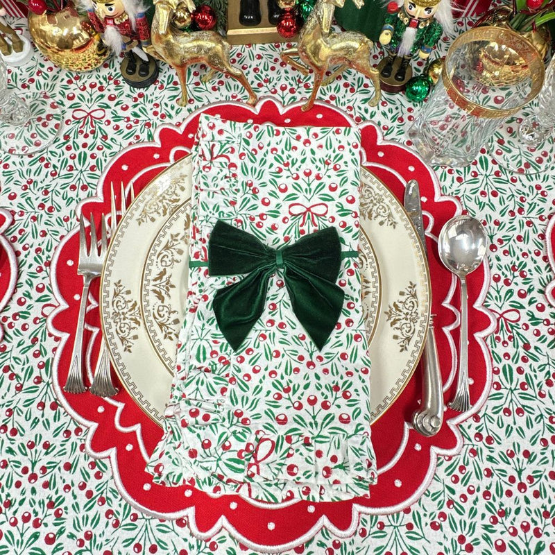 Mistletoe & Bows with Ruffle - Napkin (Set of 4)