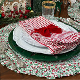 Mistletoe & Bows Quilted Ruffle Placemat - Set of 4