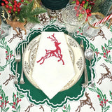 Red Enchanted Reindeer Motif - Napkin (Set of 4)