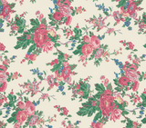 Austin Rose Print Fabric - Creme Rose