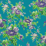 Austin Rose Print Fabric - Turquoise