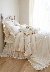 NEW COLOR ! Ambrosia Crochet Ruffle Duvet Collection - Creme