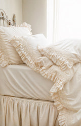 NEW COLOR ! Ambrosia Crochet Ruffle Duvet Collection - Creme