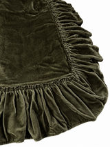 1 Unit-  Silk Velvet Isabella Tatter Ruffle Large Throw - Army