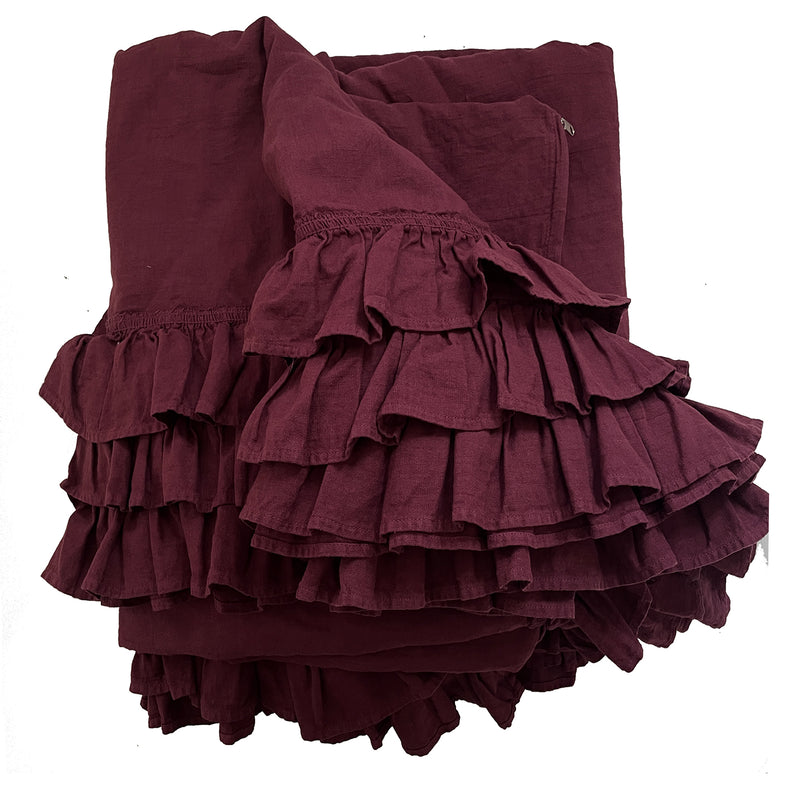 1 unit -Gypsy Ruffle Linen F/Q Duvet- Aubergine