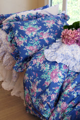 Set/2 Austin Rose Std Tatter Ruffle Pillowcases - True Blue