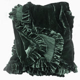 Colette Petite Silk Velvet Ruffle Linen Bed - Aloe