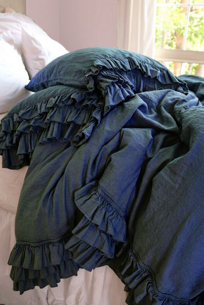 New in! Giselle Ruffle Bedding- Stonewashed Denim