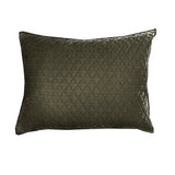 Esme Silk Velvet Set /2 Quilted Grand Euro Shams Limited Collection - Olive