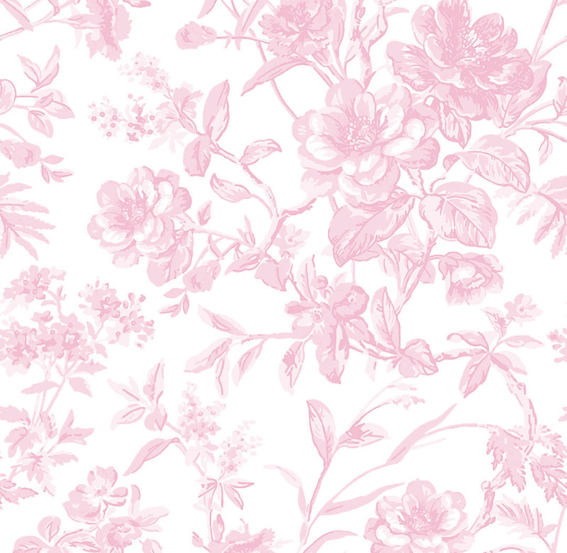 French Toile Fabric-Soft Rose