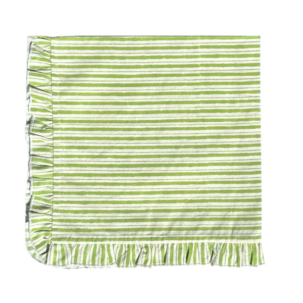 Green Stripes with Ruffle - Napkin - Set of 4