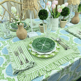 Green Stripes with Ruffle - Napkin - Set of 4