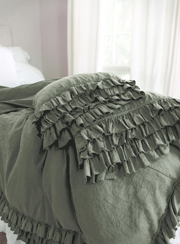 NEW! Gypsy Ruffle Linen Collection - Sage