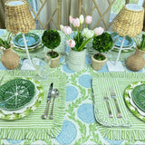 Green Stripes with Ruffle - Napkin - Set of 4