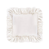 Isabella Tatter Velvet Ruffle Linen Toss Pillow - Crème