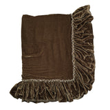 1 Unit-  Silk Velvet Tatter Ruffle Large Throw - Cacao