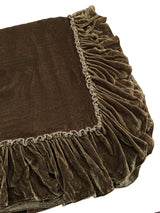 1 Unit-  Silk Velvet Tatter Ruffle Large Throw - Cacao