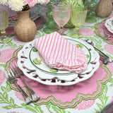 Pink Stripes with Ruffle - Napkin - Set of 4