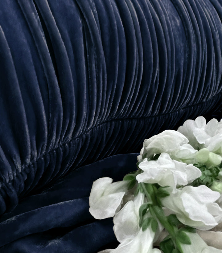 Velvet Pouf Pillow - Denim