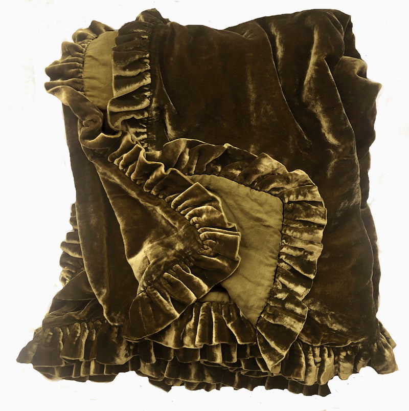 Colette Silk Velvet Ruffle Throw - Topaz