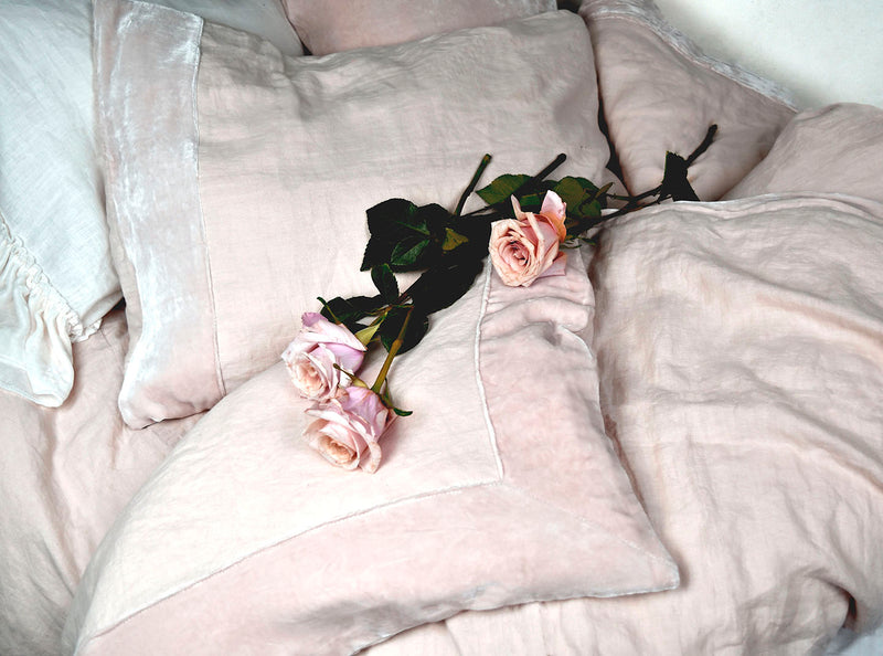 Velvet Border Linen Bedding - Rose