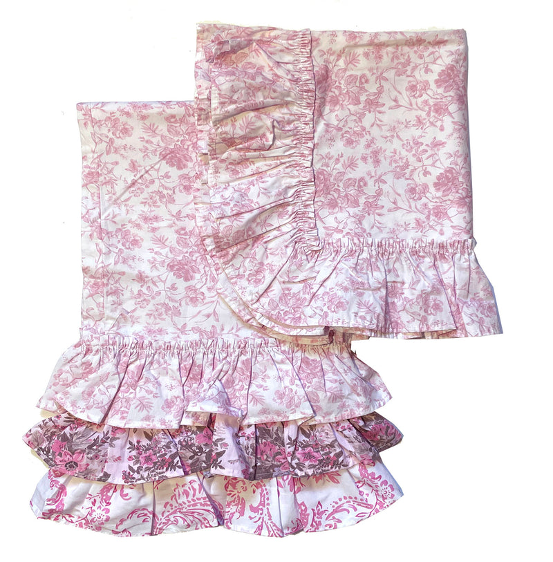 Mix & Match Pretty Toile Tatter Ruffle Sample Set/2 -Pink