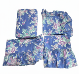 Collector's Unique Set- Austin Rose 4 Pc Twin Duvet Set - Duvet, Std Sham, Std Pillowcase, and 12x12 Toss Pillow- True Blue