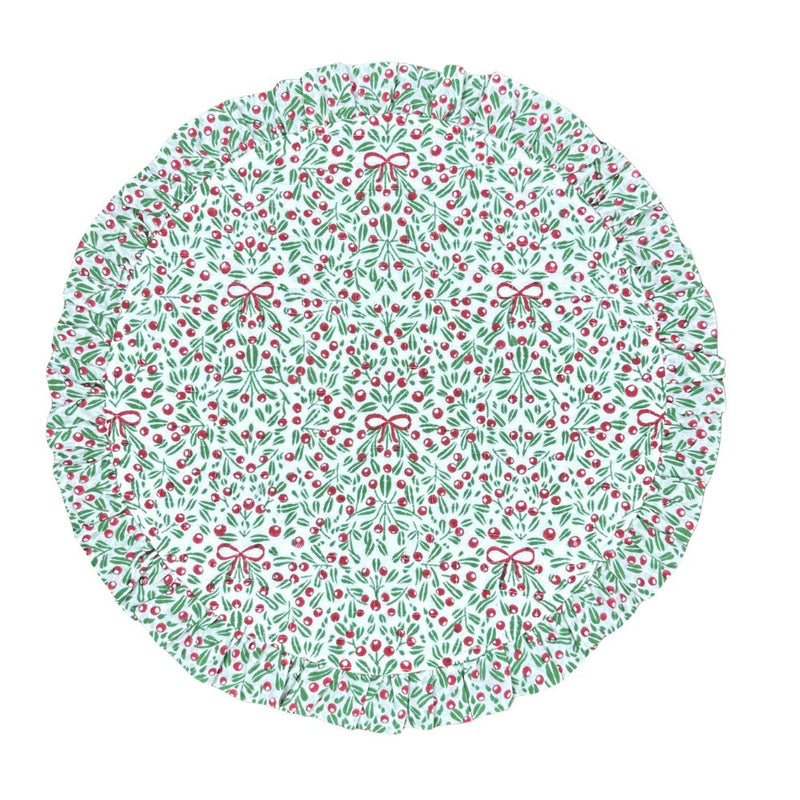 Mistletoe & Bows Quilted Ruffle Placemat - Set of 4