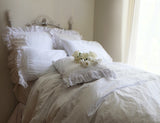 Ambrosia Crochet Ruffle Duvet Collection - White - Linen Salvage Et Cie