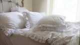 Ambrosia Crochet Ruffle Duvet Collection - White - Linen Salvage Et Cie