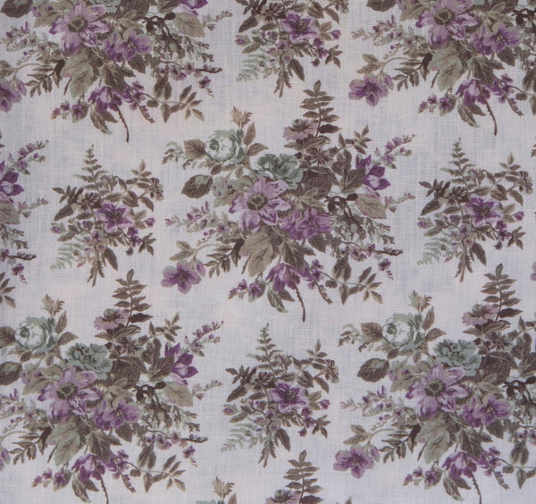 Auberge Floral Fabric -Lilac - Linen Salvage Et Cie