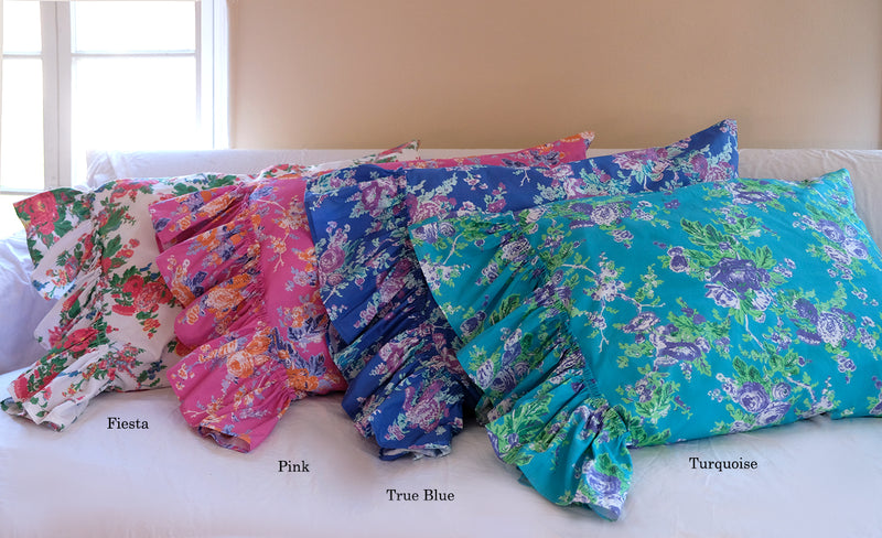 NEW! AUSTIN ROSE TATTER RUFFLE PRINT PILLOWCASES - Linen Salvage Et Cie