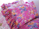 NEW! AUSTIN ROSE TATTER RUFFLE PRINT PILLOWCASES - Linen Salvage Et Cie