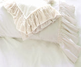 Clementine Tatter Ruffle PIllowcase Sample -White - Linen Salvage Et Cie