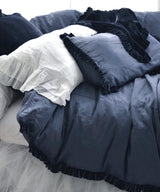 Petite Silk Velvet Ruffle Linen Collection - Indigo - Linen Salvage Et Cie