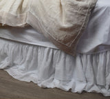 Estelle Double Ruffle Voile Bedskirt-White - Linen Salvage Et Cie