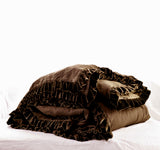 Colette Petite Silk Velvet Ruffle Linen Bed - Topaz