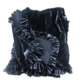 Petite Silk Velvet Ruffle Linen Collection - Indigo - Linen Salvage Et Cie