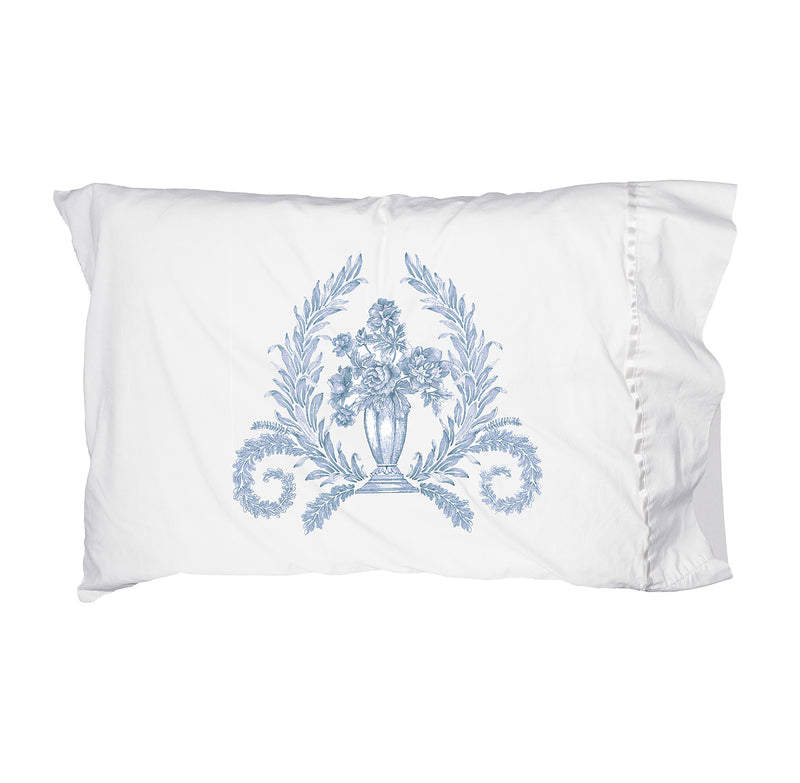 NEW! Toile Bouquet Pillowcase Set/2-Multiple Colors - Linen Salvage Et Cie