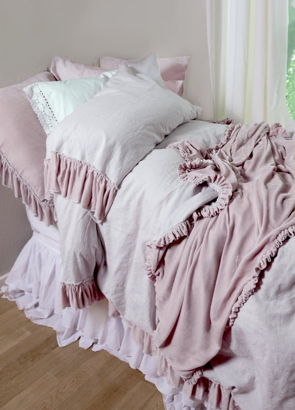 Silk Velvet Tatter Ruffle Collection - Rose Blush - Linen Salvage Et Cie