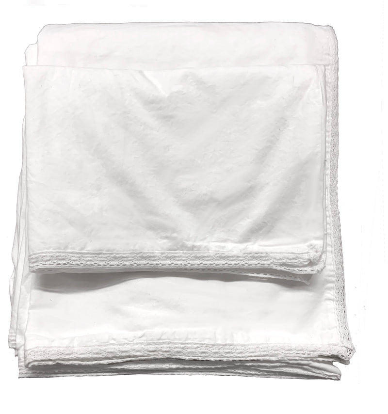 Petite Crochet Cotton Poplin Duvet Set-White - Linen Salvage Et Cie